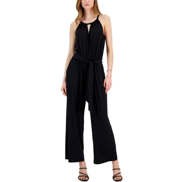 JPR STUDIO Women's Black Stretchy Tie-Waist Halter Jumpsuit NWT - Picture 1 of 3